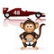 Cute chimpanzee formula driver sport little monkey