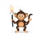 Cute chimpanzee little monkey holding flame torch