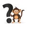Cute chimpanzee little monkey and question mark