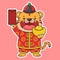 Cute Chinese New Year Tiger Holding Gold Money And Red Envelope