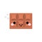 Cute chocolate bar icon. In kawaii style with smiling face and pink cheeks. The expression of emotions for design, art work