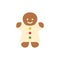 Cute chocolate cookie shape. Christmas gingerbread man cartoon symbol.