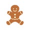 Cute chocolate cookie shape. Christmas gingerbread man cartoon symbol.