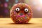 Cute chocolate donut with eyes. Generative AI