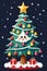 A cute christmaa tree that is both festive and heartwarming, cartoonish style, whimsy, fun, no background, printable