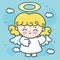 Cute Christmas angel fairy princess baby character. X mas card