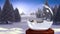 Cute Christmas animation of hut in snow globe in magical forest