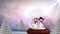 Cute Christmas animation of snowman couple in magical forest