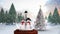 Cute Christmas animation of snowman couple in snow globe in magical forest