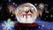 Cute Christmas animation of snowman couple in snow globe in magical forest