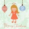 Cute Christmas card with happy angel