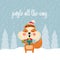 Cute Christmas card with squirrel singing carols