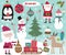 Cute Christmas character, Santa Clause, snowman, penguin, robin and Christmas ornament decoration