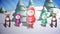 Cute christmas characters with greeting