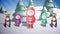 Cute christmas characters with greeting in french