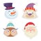 Cute Christmas characters, head stickers