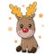 Cute Christmas deer isolated on a white background