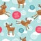 Cute Christmas deer seamless pattern