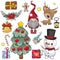 Cute Christmas design elements on a white background