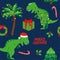 Cute christmas dinosaurs - Adorable t rex and tricerotops characters