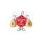Cute christmas discount tag cartoon character smiley with money bag