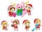 Cute Christmas elves in cartoon style collection set (vector)