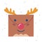 Cute Christmas Envelope with Reindeer Muzzle and Horns, Postcard for Winter Holidays, Letter to Santa Claus, Xmas Mail