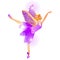 Cute Christmas figurine in the form of a dancing ballerina isolated on a white background. Vector cartoon close-up