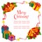 Cute christmas frame theme with gift box bell