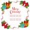 Cute christmas frame theme with present box flat style