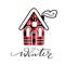 Cute Christmas house. Cozy Winter vector illustration