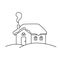 Cute Christmas House Outline Vector Illustration. Little cabin under snow coloring page for kids