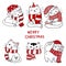 Cute Christmas kitten cat hand drawing clip art collection