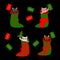 Cute christmas kittens in socks with gifts and tree