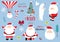 Cute Christmas object collection with santa claus,christmas tree, polar bear, snowflake