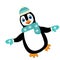 Cute christmas penguin  greeting card vector illustration