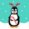 Cute christmas penguin  greeting card vector illustration