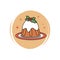 Cute christmas pudding icon vector, illustration on circle with brush texture, for social media story and highlights