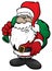 Cute Christmas Santa Claus with Toy Sack Cartoon Vector Illustration