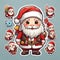 cute Christmas Santa sticker, xmas Santa character stickers