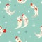 Cute Christmas seamless pattern with holiday otter