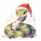 cute Christmas snake illustration on white background New Year 2025