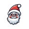 Cute Christmas sticker winsome Santa Claus face. transparent background version available