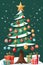 A cute christmas tree, that captures the spirit of holiday season, cartoonish, whimsy and fun, printable