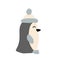 Cute christmas vector hand drawn scandinavian winter penguin in hat image in profile. Cool illustration for nursery baby