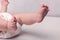 Cute chubby pink heels of a newborn baby