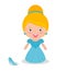 Cute Cinderella Vector Illustration, Beautiful blond princess on white background