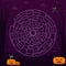 Cute circle maze for kids in halloween style for children books, spooky puzzle, help to find right path