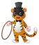 Cute circus tiger cartoon holding a ring