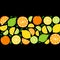 Cute Citrus Delight Fruits Lemon, Lime and Orange background in vivid tasty colors